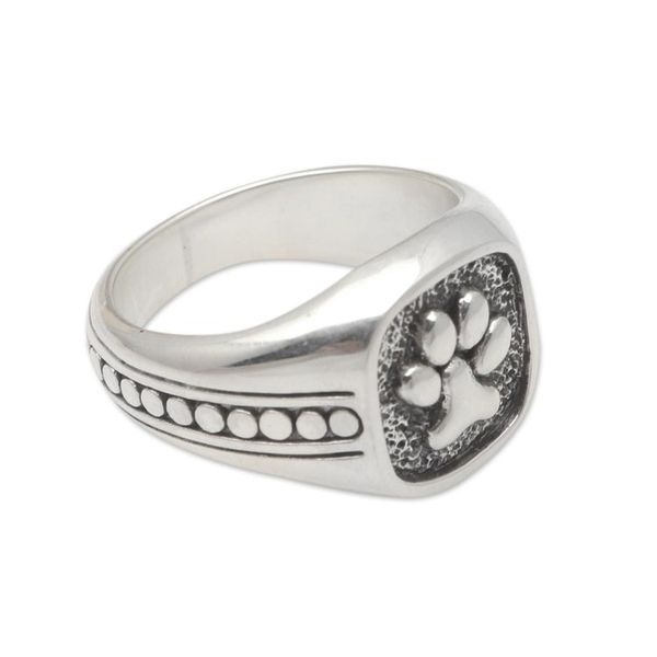 Alternate image for Sterling Silver Paw Print Signet Ring True Loyalty