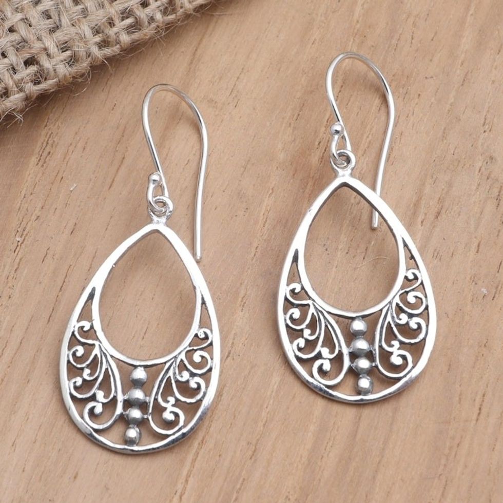 Hand Crafted Sterling Silver Dangle Earrings 'Hope Floats'