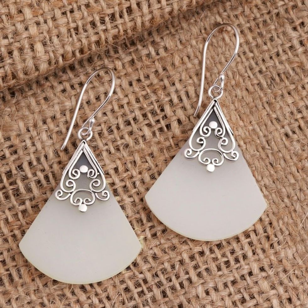 Sterling Silver and Resin Dangle Earrings 'Smooth Moves'