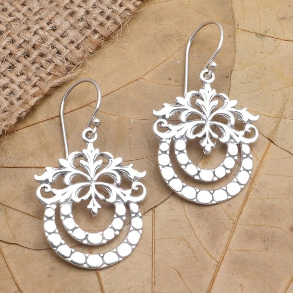 Artisan Crafted Sterling Silver Dangle Earrings 'Pure Fruit'