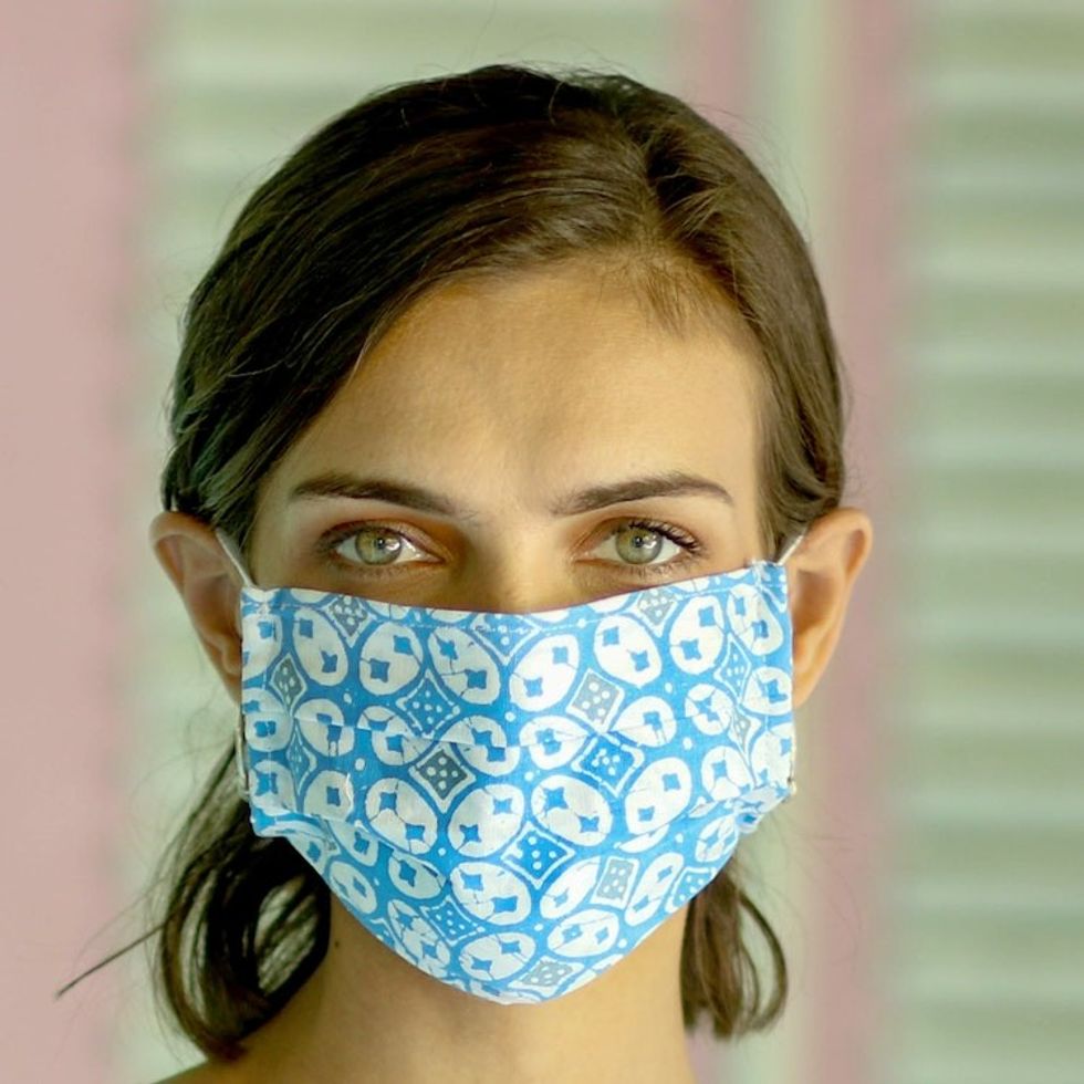3 Cotton Pastel Print Pleated 2-Layer Face Masks 'Playful Pastels'
