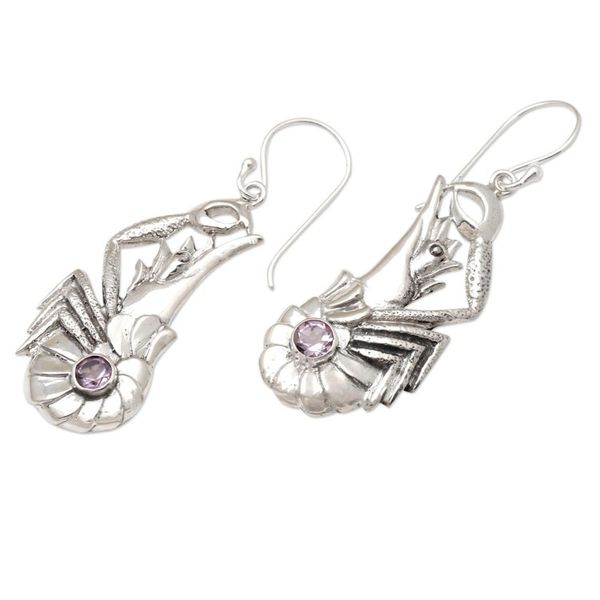 Alternate image for Amethyst Lobster Dangle Earrings Queen Lobster