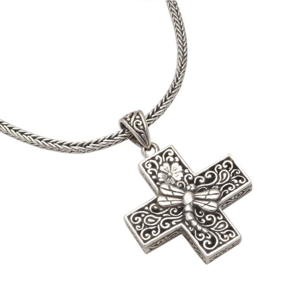 Alternate image for Oxidized Sterling Silver Petite Cross Pendant Necklace Petite Cross