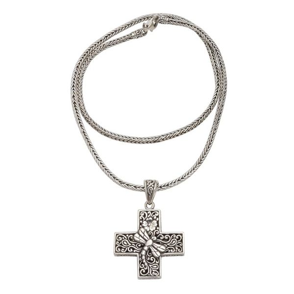 Alternate image for Oxidized Sterling Silver Petite Cross Pendant Necklace Petite Cross