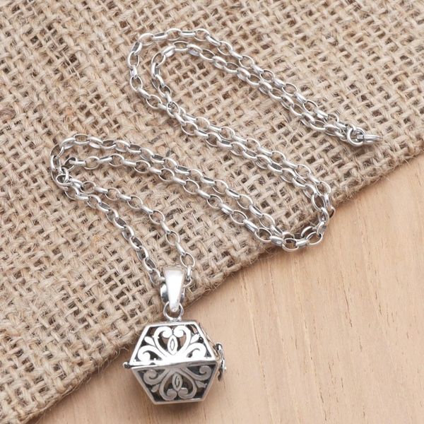 Alternate image for Hand Crafted Sterling Silver Locket Necklace Lucky Locket