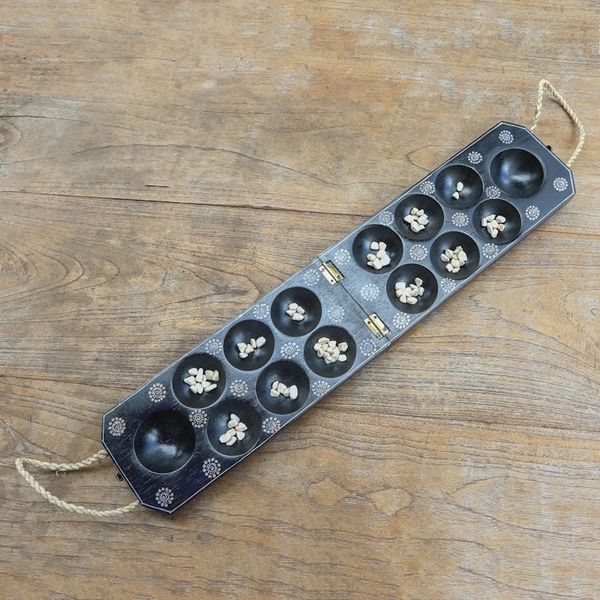 Alternate image for Handmade Batik Wadang Wood Dakon Board Game Dakon Batik