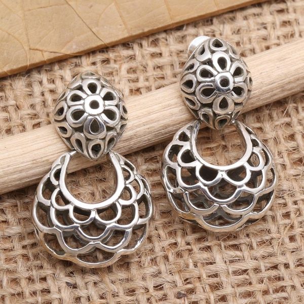 Alternate image for Hand Made Sterling Silver Dangle Earrings Scale Back in Silver
