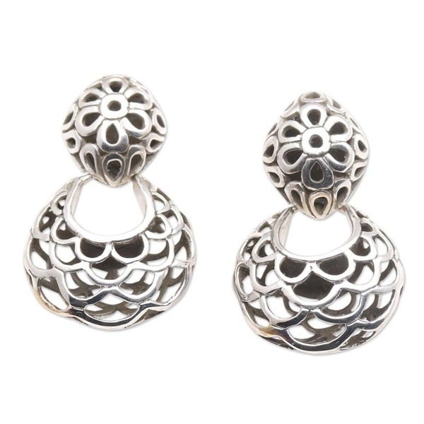 Alternate image for Hand Made Sterling Silver Dangle Earrings Scale Back in Silver