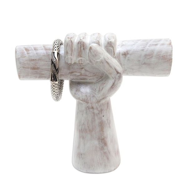 Alternate image for Artisan Made Jempinis Wood Jewelry Holder Winning Hand in White