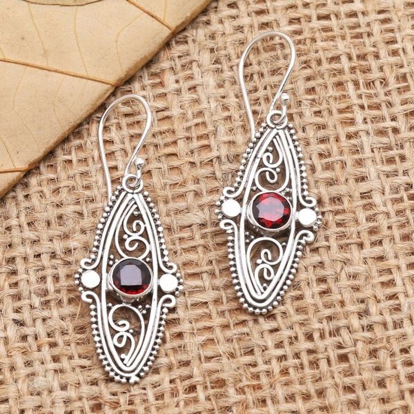 Alternate image for Sterling Silver and Garnet Dangle Earrings Red Couple