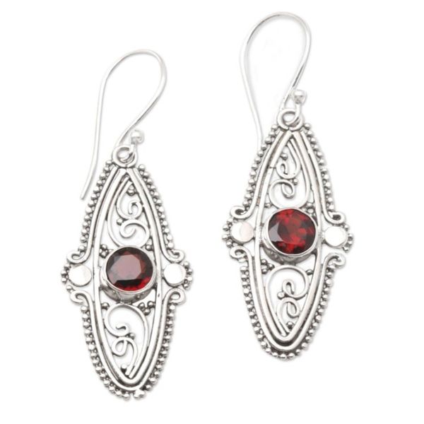 Alternate image for Sterling Silver and Garnet Dangle Earrings Red Couple