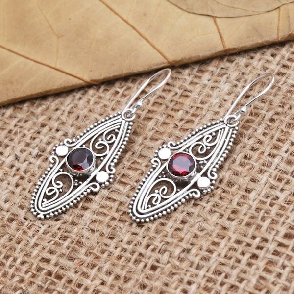 Alternate image for Sterling Silver and Garnet Dangle Earrings Red Couple