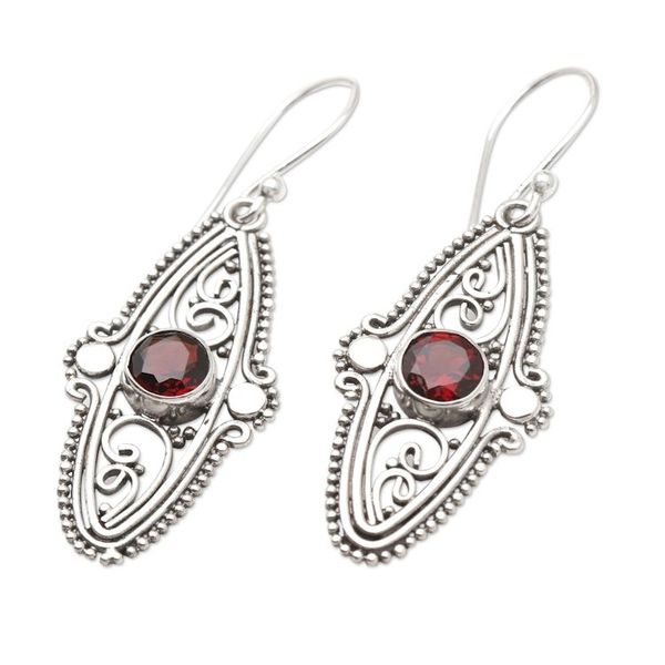 Alternate image for Sterling Silver and Garnet Dangle Earrings Red Couple