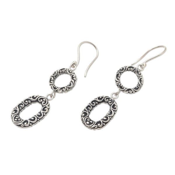 Alternate image for Handmade Sterling Silver Dangle Earrings Circles and Ovals
