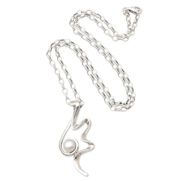Alternate image for Handmade Pearl and Sterling Silver Pendant Necklace Party by the Beach