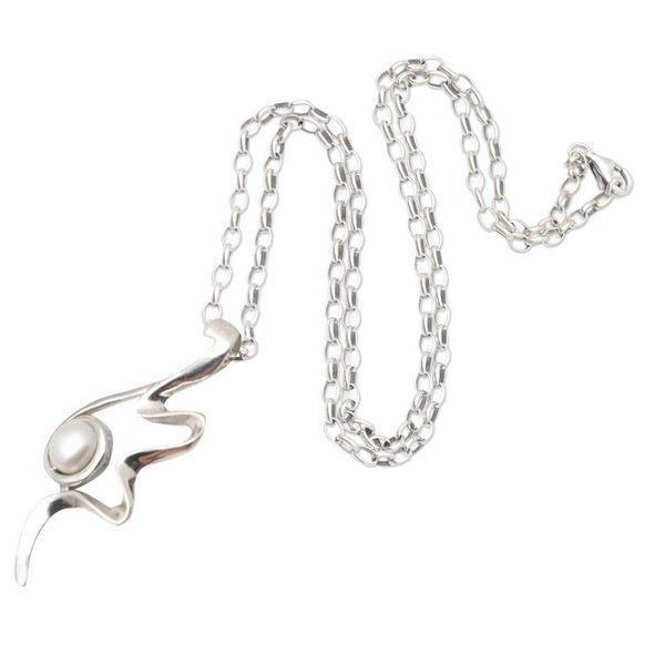 Alternate image for Handmade Pearl and Sterling Silver Pendant Necklace Party by the Beach
