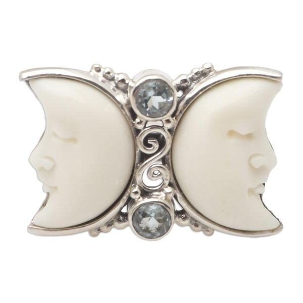 Alternate image for Blue Topaz and Sterling Silver Cocktail Ring Sunset Crescent