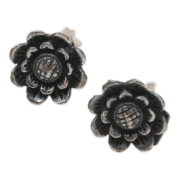 Alternate image for Hand Crafted Sterling Silver Sunflower Stud Earrings Small Sunflowers