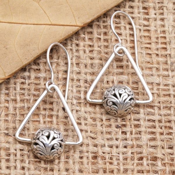 Alternate image for Hand Made Sterling Silver Triangle Dangle Earrings Half Hope