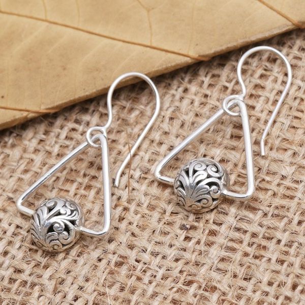 Alternate image for Hand Made Sterling Silver Triangle Dangle Earrings Half Hope