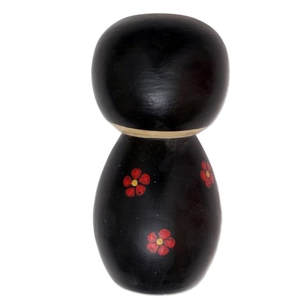 Alternate image for Small Albesia Wood Statuette in Black Shy Lady in Black