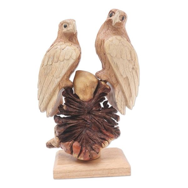 Alternate image for Hand Carved Suar Wood Eagle Sculpture Patient Eagles