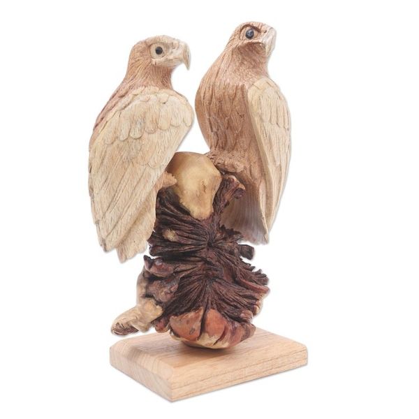 Alternate image for Hand Carved Suar Wood Eagle Sculpture Patient Eagles