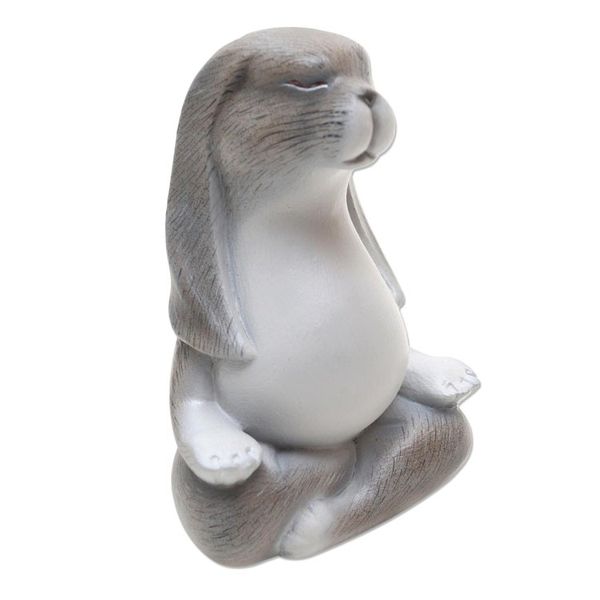 Alternate image for Hand Carved Suar Wood Bunny Statuette Pregnant Yoga