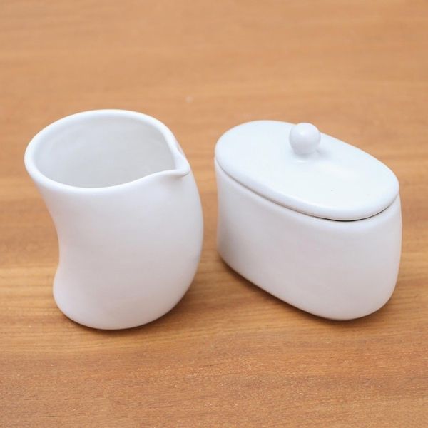 Alternate image for White Ceramic Cream and Sugar Condiment Set Pair Sweet Morning in White