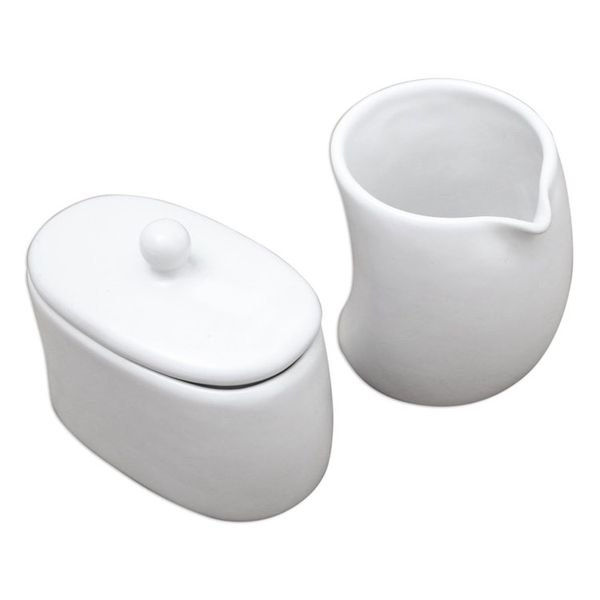 Alternate image for White Ceramic Cream and Sugar Condiment Set Pair Sweet Morning in White