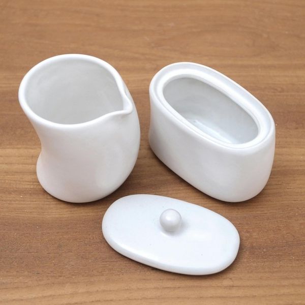 Alternate image for White Ceramic Cream and Sugar Condiment Set Pair Sweet Morning in White