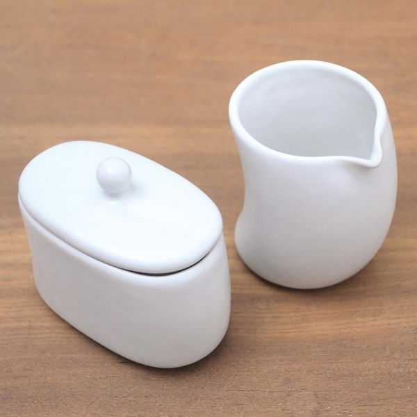 Alternate image for White Ceramic Cream and Sugar Condiment Set Pair Sweet Morning in White