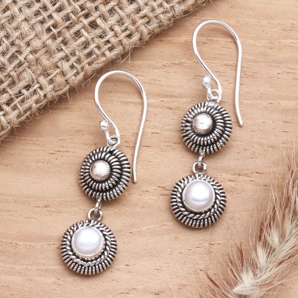 Cultured Freshwater Pearl and Sterling Silver Earrings 'Remain in Light'
