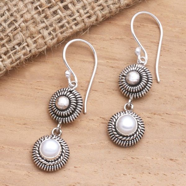 Alternate image for Cultured Freshwater Pearl and Sterling Silver Earrings Remain in Light