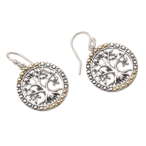 Alternate image for Gold-Accented Tree-Motif Dangle Earrings Venerable Banyan Tree