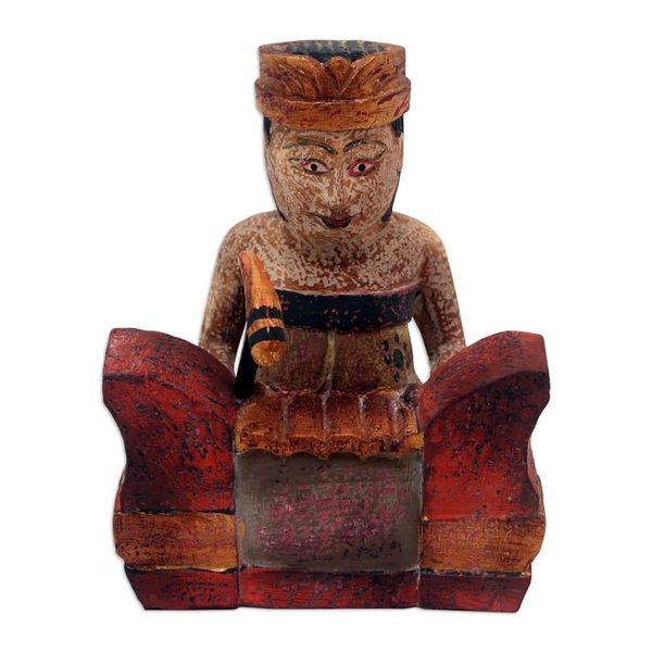 Alternate image for Hand-Painted Albesia Wood Statuette Melodic Gangsa