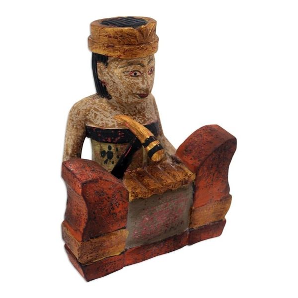 Alternate image for Hand-Painted Albesia Wood Statuette Melodic Gangsa