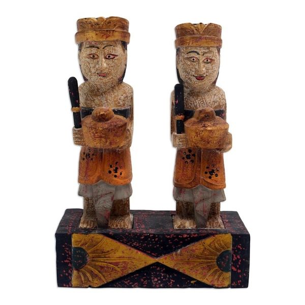 Alternate image for Handmade Albesia Wood Statuette from Bali Soft Tone