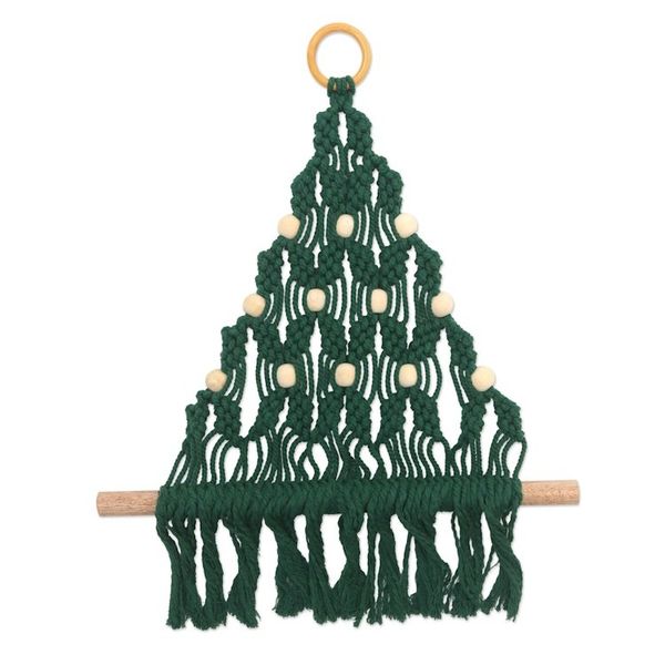 Alternate image for Cotton Macrame Christmas Wall Hanging Evergreen Tree