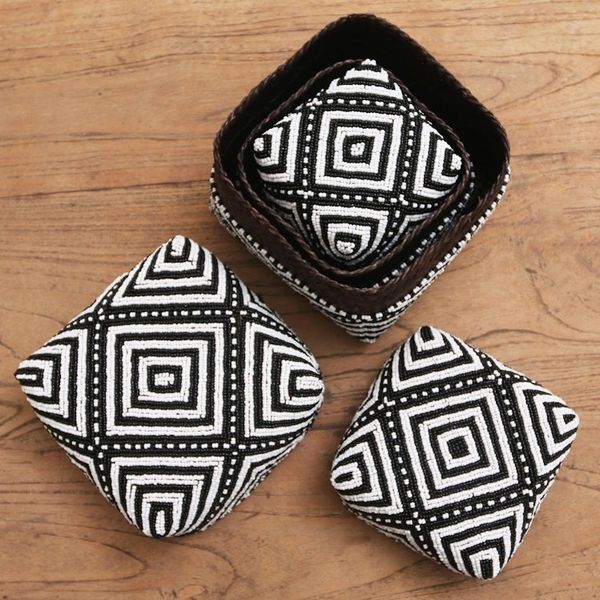 Alternate image for Embellished Decorative Bamboo Boxes Set of 3 Diamond Trance