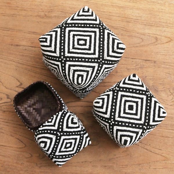 Alternate image for Embellished Decorative Bamboo Boxes Set of 3 Diamond Trance