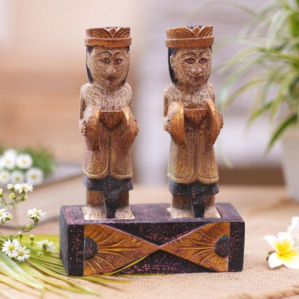 Alternate image for Hand Made Albesia Wood Statuette Accompanying Ceng Ceng
