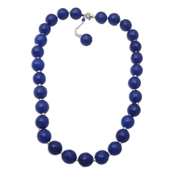 Alternate image for Balinese Sterling Silver and Agate Beaded Necklace Evening Cocktail in Midnight
