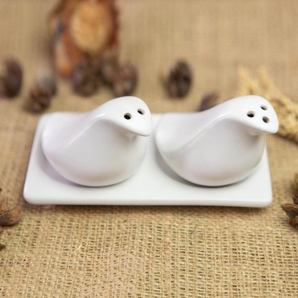 Alternate image for Handcrafted Ceramic Salt and Pepper Set 3 Pieces Sprinkled Spice