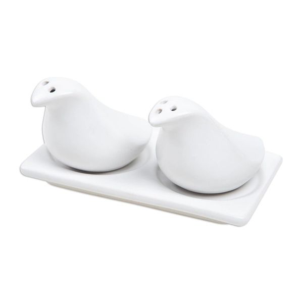 Alternate image for Handcrafted Ceramic Salt and Pepper Set 3 Pieces Sprinkled Spice