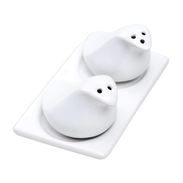 Alternate image for Handcrafted Ceramic Salt and Pepper Set 3 Pieces Sprinkled Spice