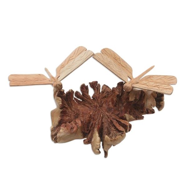 Alternate image for Hand Carved Jempinis Wood Dragonfly Statuette Sweet Wings
