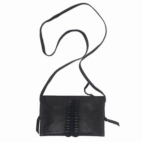 Alternate image for Hand-Cut Leather Sling Bag from Bali Dark Center