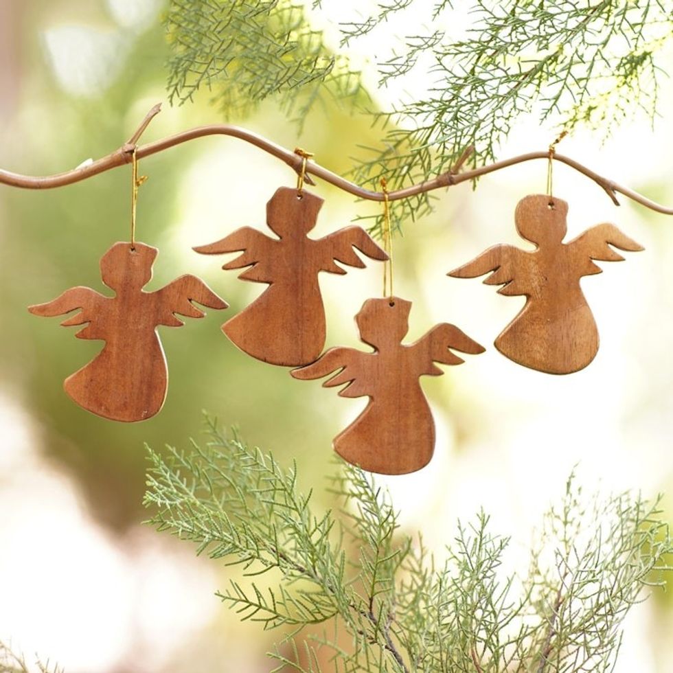Artisan Crafted Angel Ornaments Set of 3 'Heavenly Messengers'