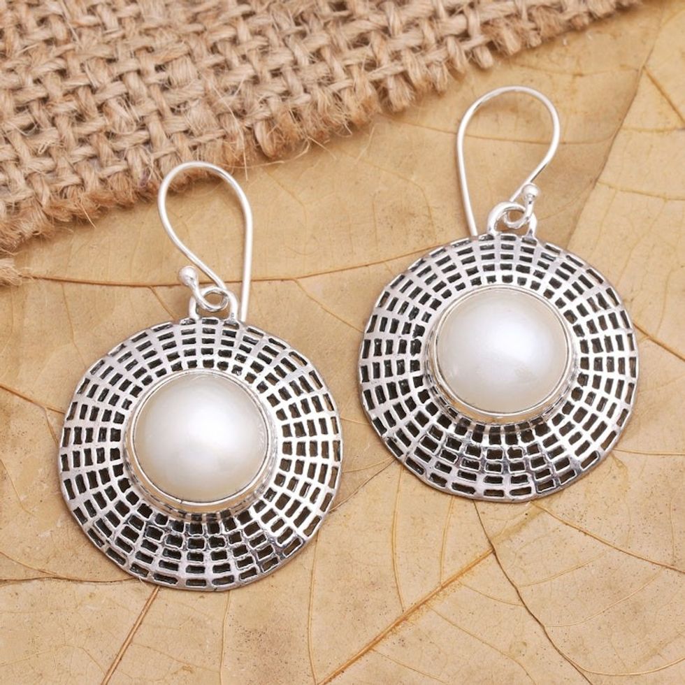 Sterling Silver and Cultured Pearl Dangle Earrings 'Loyalty Oath'